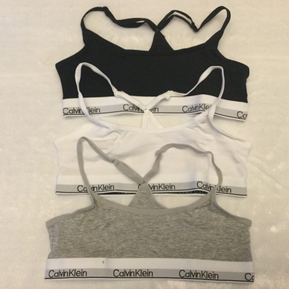 Calvin Klein 3pcs Girls Bralettes sz Small Age:6